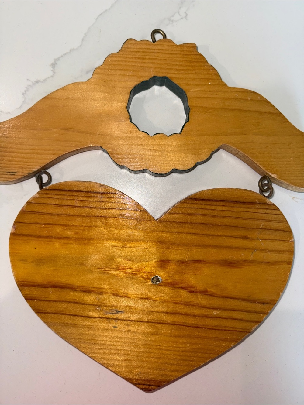 Vintage Hand Painted Holiday Heart Wall Hanging - Merry Christmas - Picture 2 of 2
